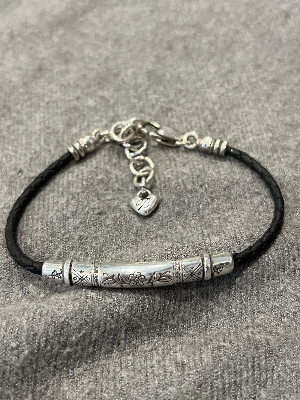 Brighton Glastonbury Floral Bar Leather Bracelet